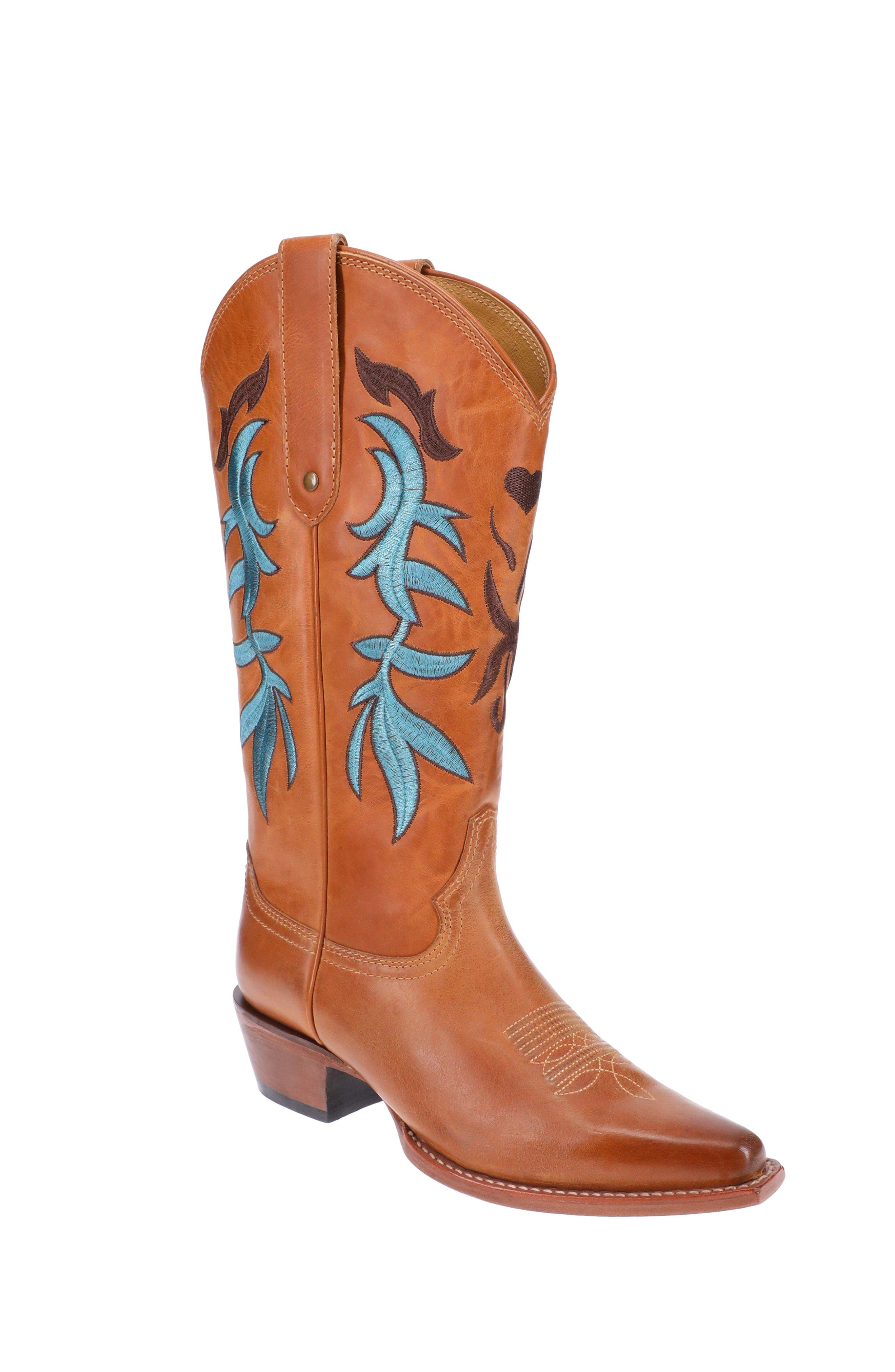 Malibu Beach Women's Premium Western Leather Boots Loni, Alternate, color, Brown