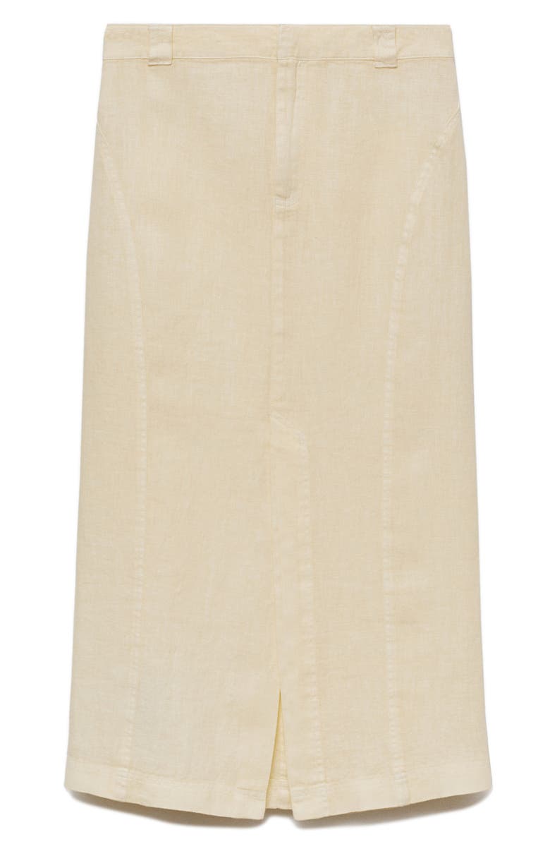 MANGO Front Slit Linen Skirt, Alternate, color, 
