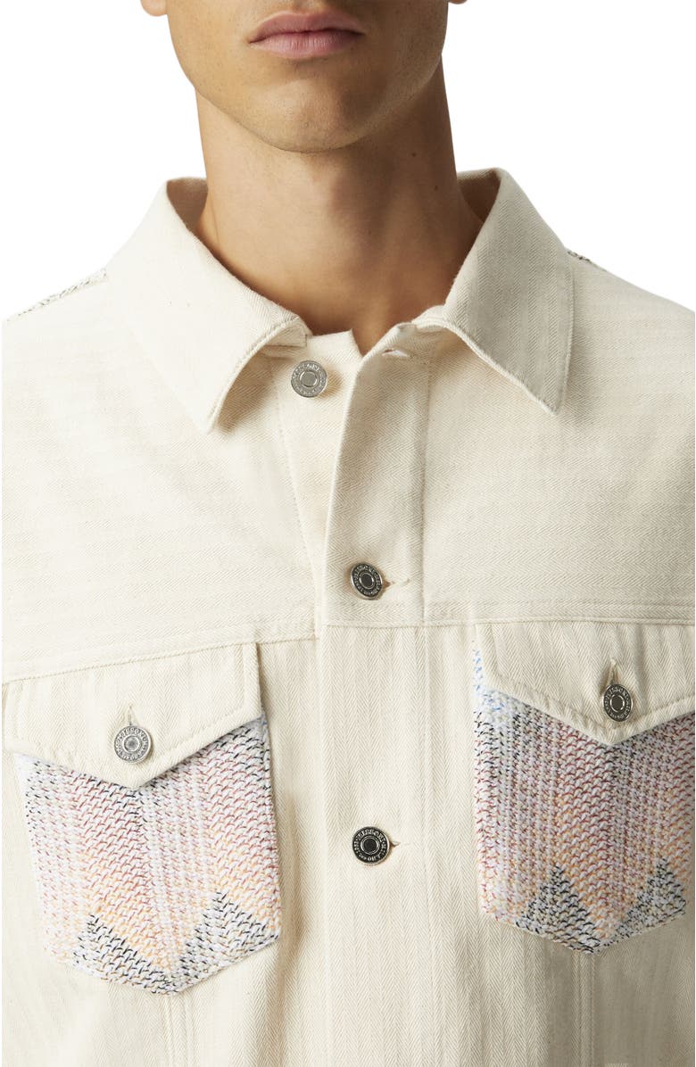 Missoni Denim Jacket With Chevron Knit Inserts, Alternate, color, 