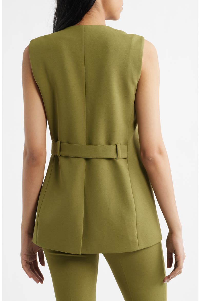 Longline Crepe Wrap Vest, Alternate, color, BAY LEAF