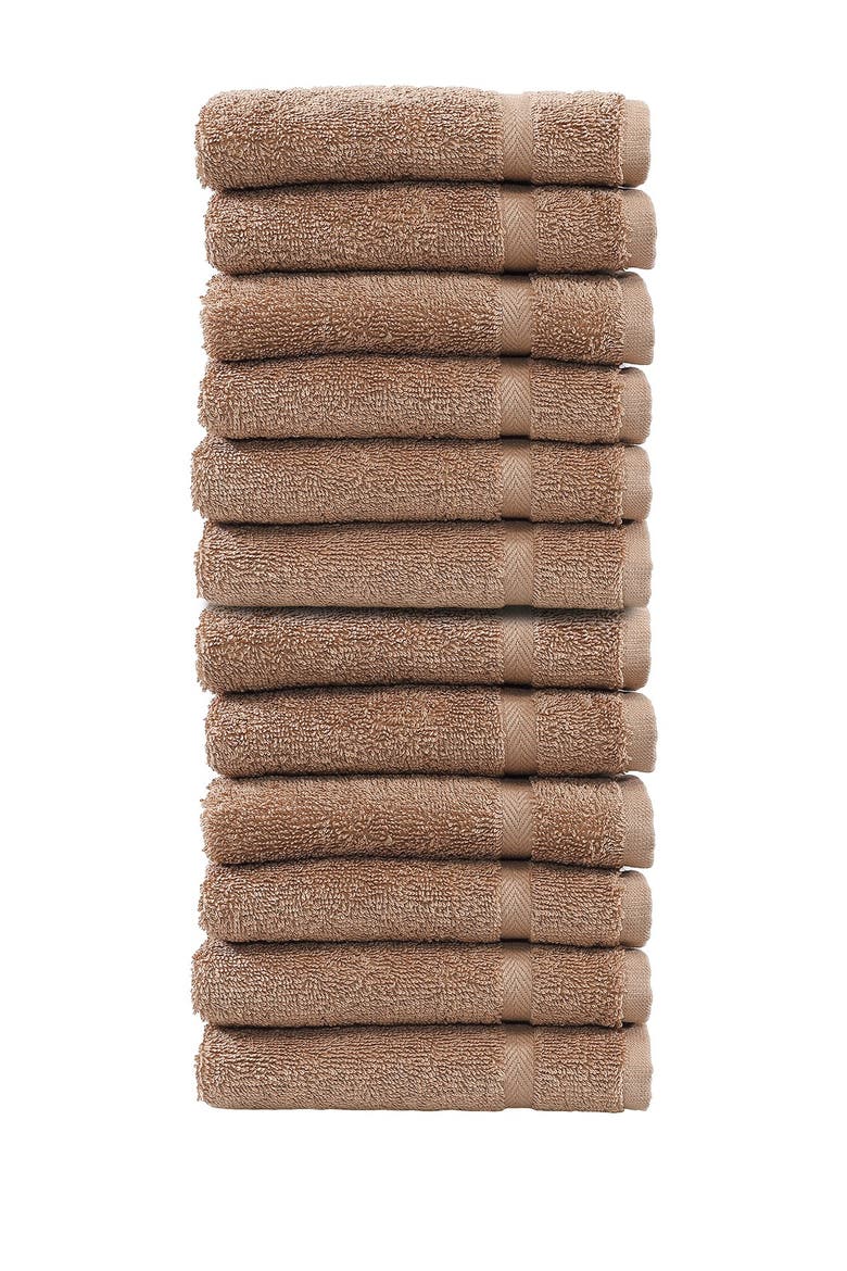 Denzi Washcloths - Set of 12 - Latte, Main, color, LATTE