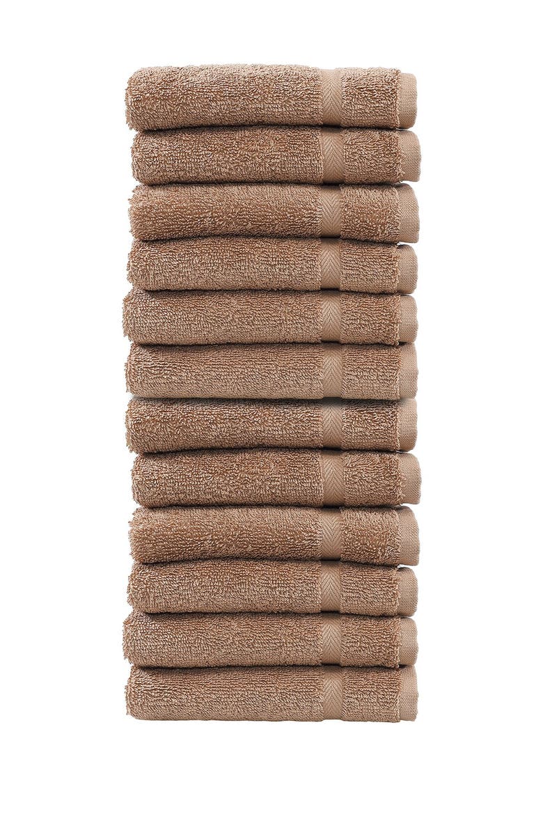 Linum Home Textiles Denzi Washcloths - Set of 12 - Latte, Main, color, Latte