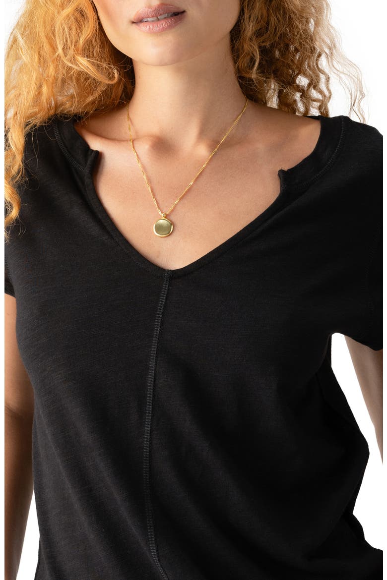 The New Girl Split Neck T-Shirt, Alternate, color, BLACK