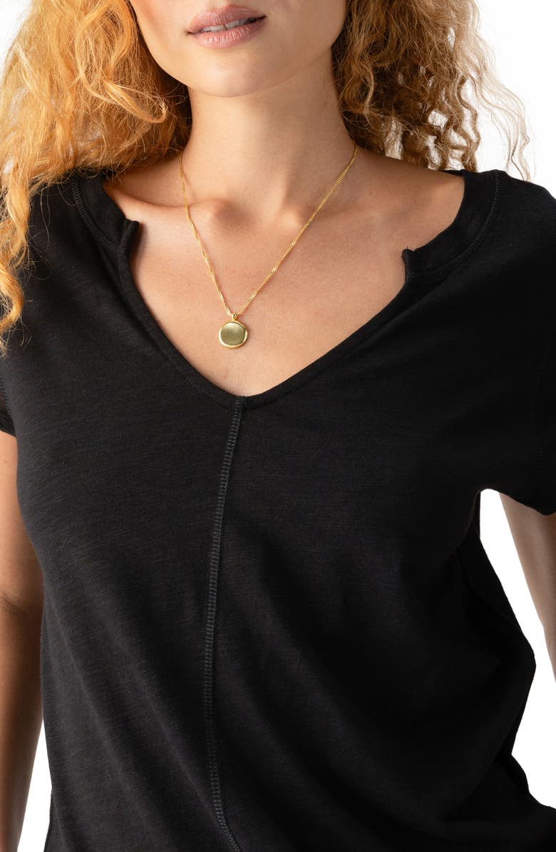 Sanctuary The New Girl Split Neck T-Shirt, Alternate, color, Black