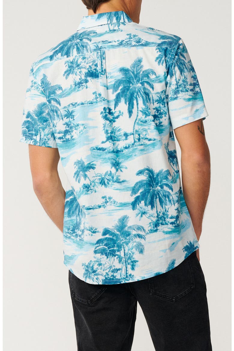 Dreamers Tropical Print Short Sleeve Button-Up Shirt, Alternate, color, GLACIER BLUE