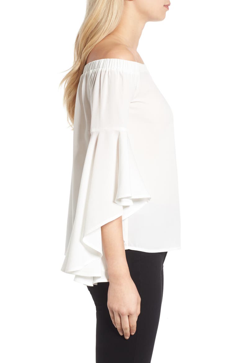 Bell Sleeve Off the Shoulder Top, Alternate, color, WHITE SNOW