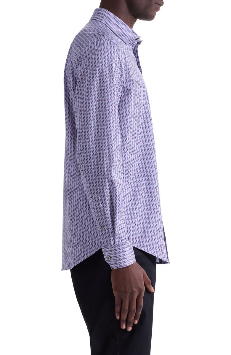 Bugatchi James OoohCotton<sup>®</sup> Leaf Print Button-Up Shirt, Alternate, color, Berry