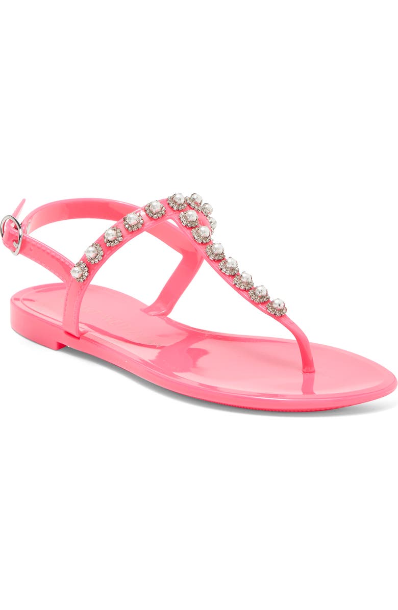 Stuart Weitzman Crystal Embellished Jelly Sandal, Main, color, Neon Pink