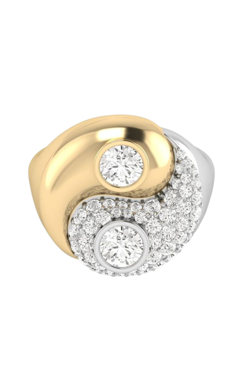Yin-Yang Lab Diamond Ring in 14K Two-Tone Gold, Main, color, Two-Tone Gold