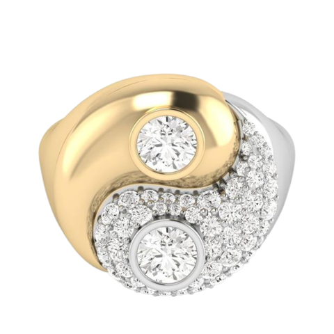 Yin-Yang Lab Diamond Ring in 14K Two-Tone Gold