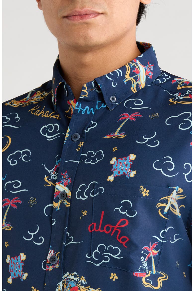 In4mation Short Sleeve Button-Down Shirt, Alternate, color, NAVY