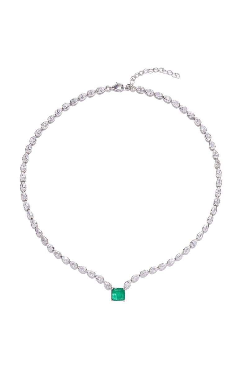 Gemma Azzurro emerald pear chain tennis necklace, Main, color, Green