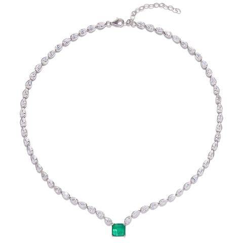 emerald pear chain tennis necklace