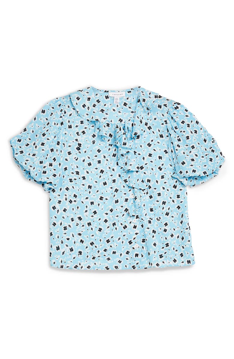 Topshop Floral Ruffle Tea Top, Alternate, color,