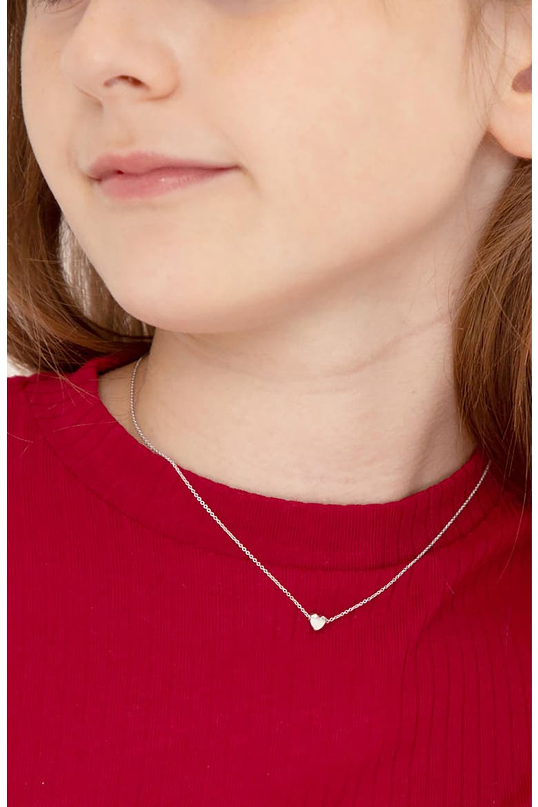 Dainty Puffed Heart Necklace, Alternate, color, Silver