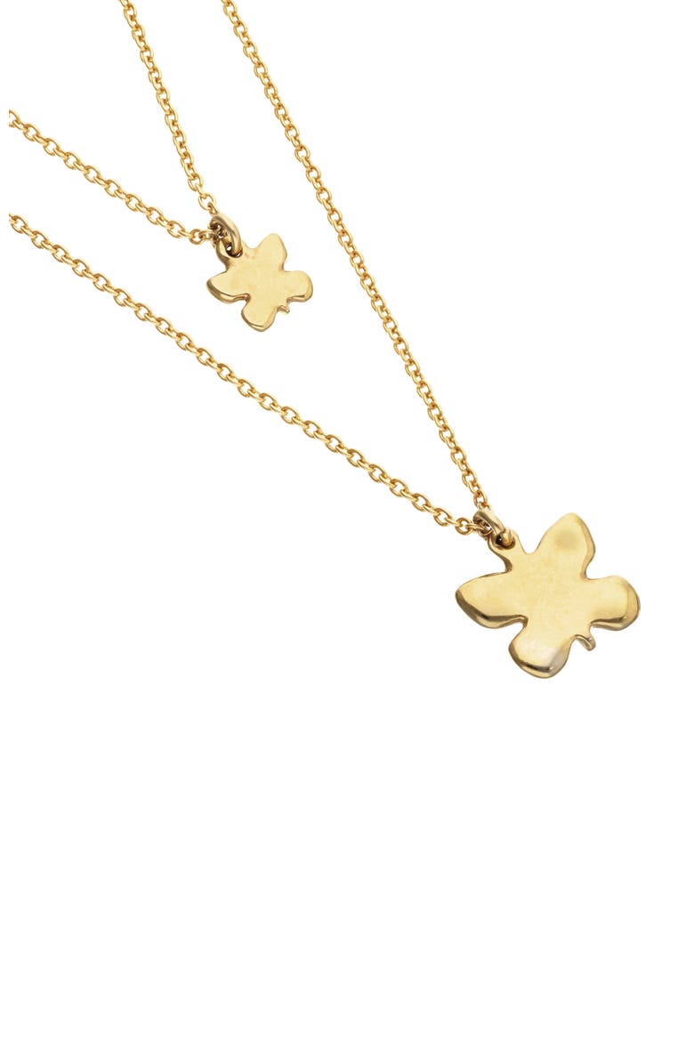 Double Butterfly & Pearl Necklace in Gold-Tone, Alternate, color, Gold