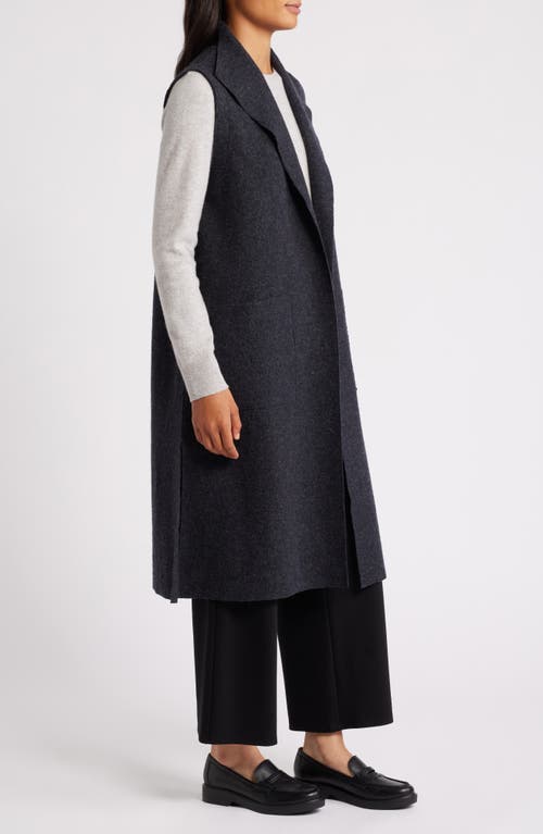Eileen Fisher Longline Wool Vest In Blue