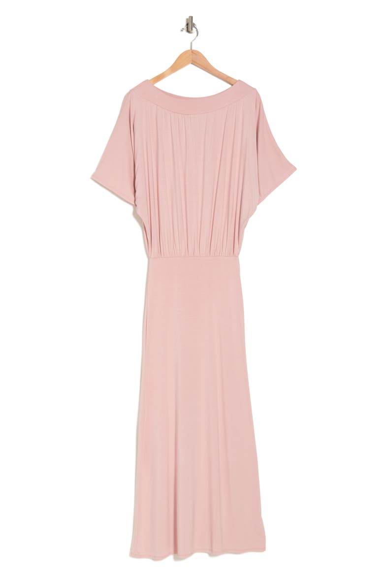 Blouson Elbow Sleeve Maxi Dress, Alternate, color, MAUVE CUPRO