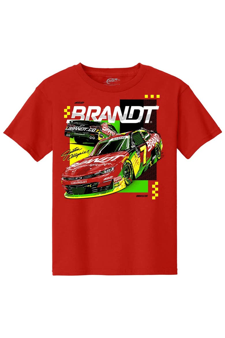 Youth JR Motorsports Official Team Apparel Red Justin Allgaier Brandt Car T-Shirt, Alternate, color, Red