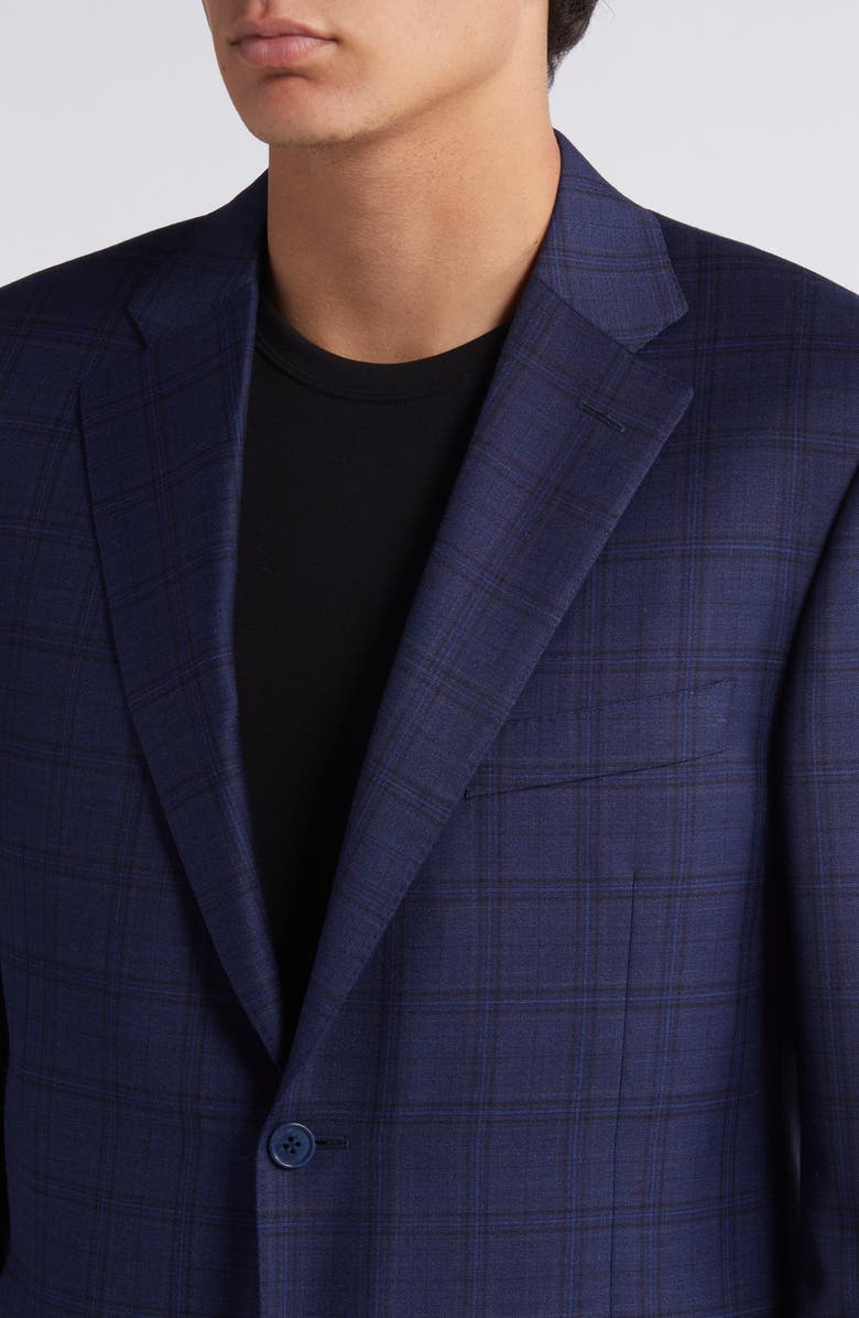 Canali Siena Regular Fit Plaid Wool Sport Coat, Alternate, color, Navy