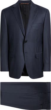 Canali Siena Regular Fit Navy Pinstripe Super 170s Wool Suit