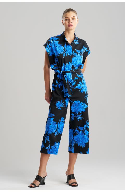 Miyako - Printed Cotton Chino Crop Jumpsuit
