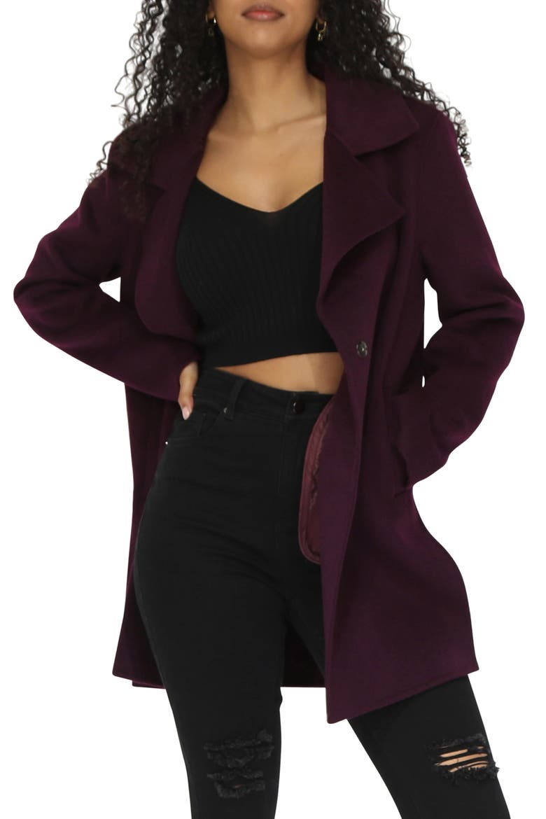 Oversize Wool Blend Coat, Alternate, color, DEEP PLUM
