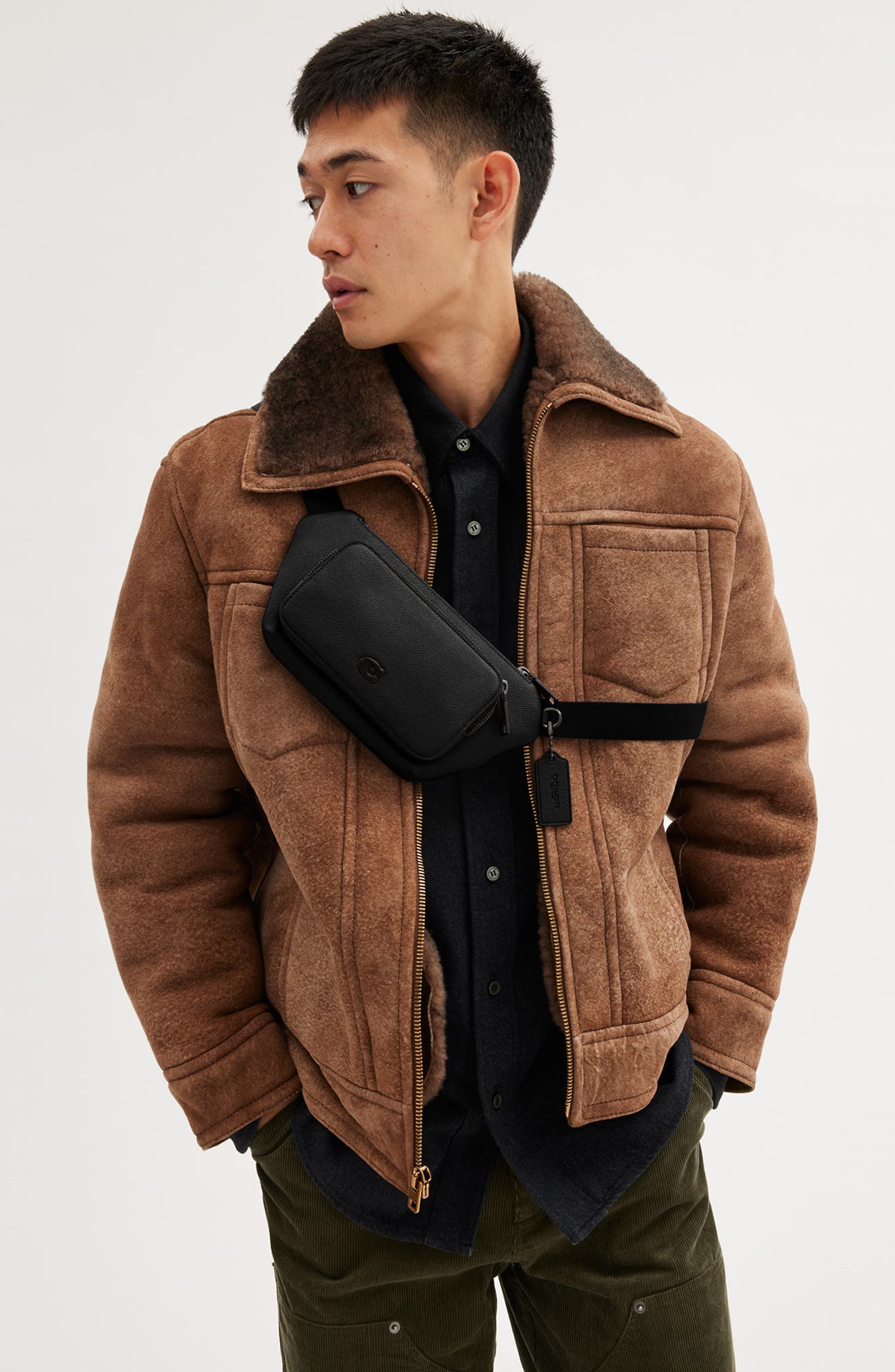 COACH Crossgrain Leather Belt Bag, Alternate, color, 