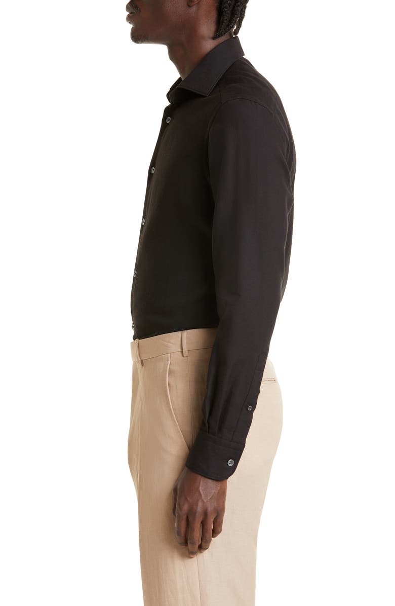 ZEGNA Cashco Cotton & Cashmere Button-Up Shirt, Alternate, color, Black