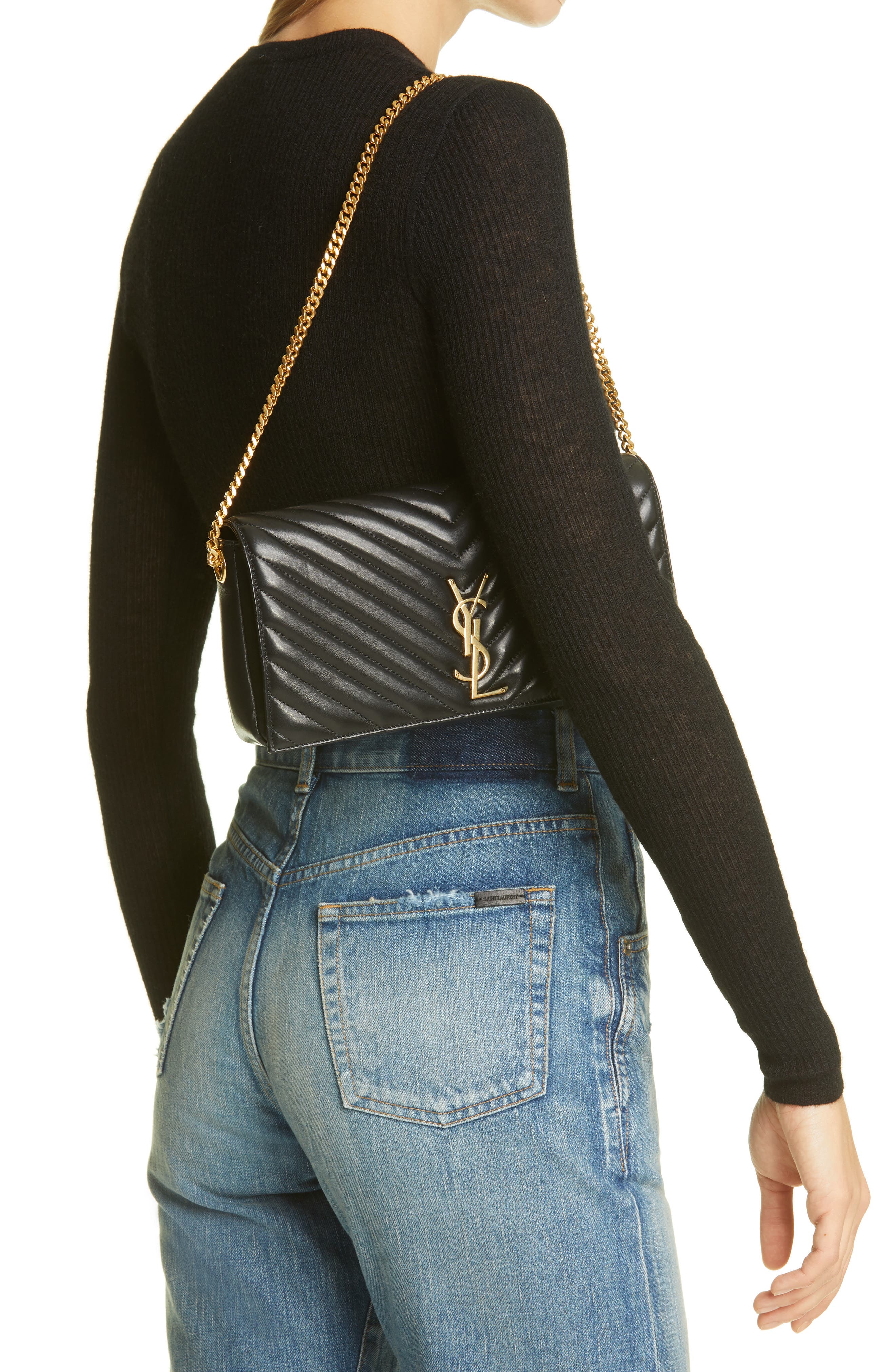 Saint Laurent Kate Matelassé Leather Crossbody Bag, Alternate, color, 