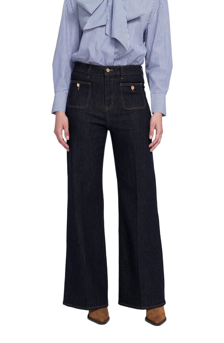 ELLE Collection Patch Pocket Wide Leg Jean Wide-Leg Pants, Main, color, Indigo
