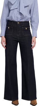 ELLE Collection Patch Pocket Wide Leg Jean Wide-Leg Pants