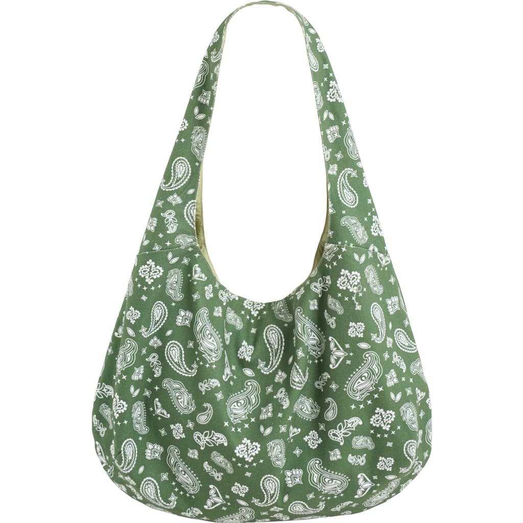 Lost Pattern Nyc "paisley" Cotton Hobo Shoulder Bag In Green