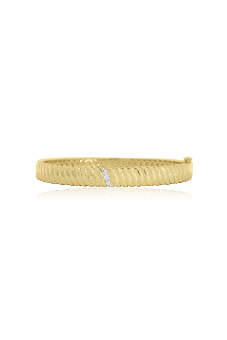 CZ Accent Wave Bangle, Main, color, Gold Plated Sterling Silver