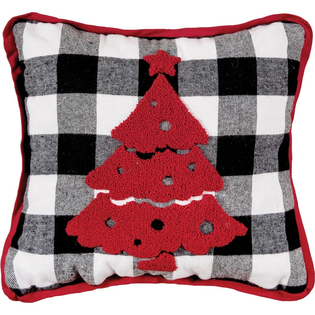 C&F Home Christmas Franklin Farm Tree Tufted Plaid Accent Pillow, 12" x 12" in Red