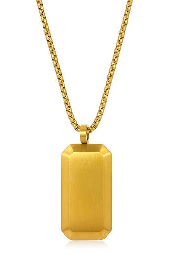 West Coast Jewelry Mens' Brushed Stainless Steel Dog Tag Necklace In Gold