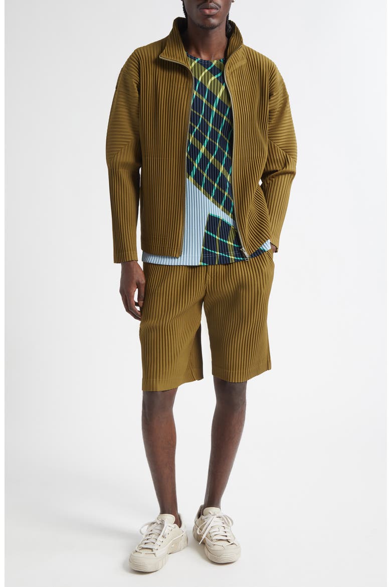 Pleated Shorts, Alternate, color, OLIVE KHAKI
