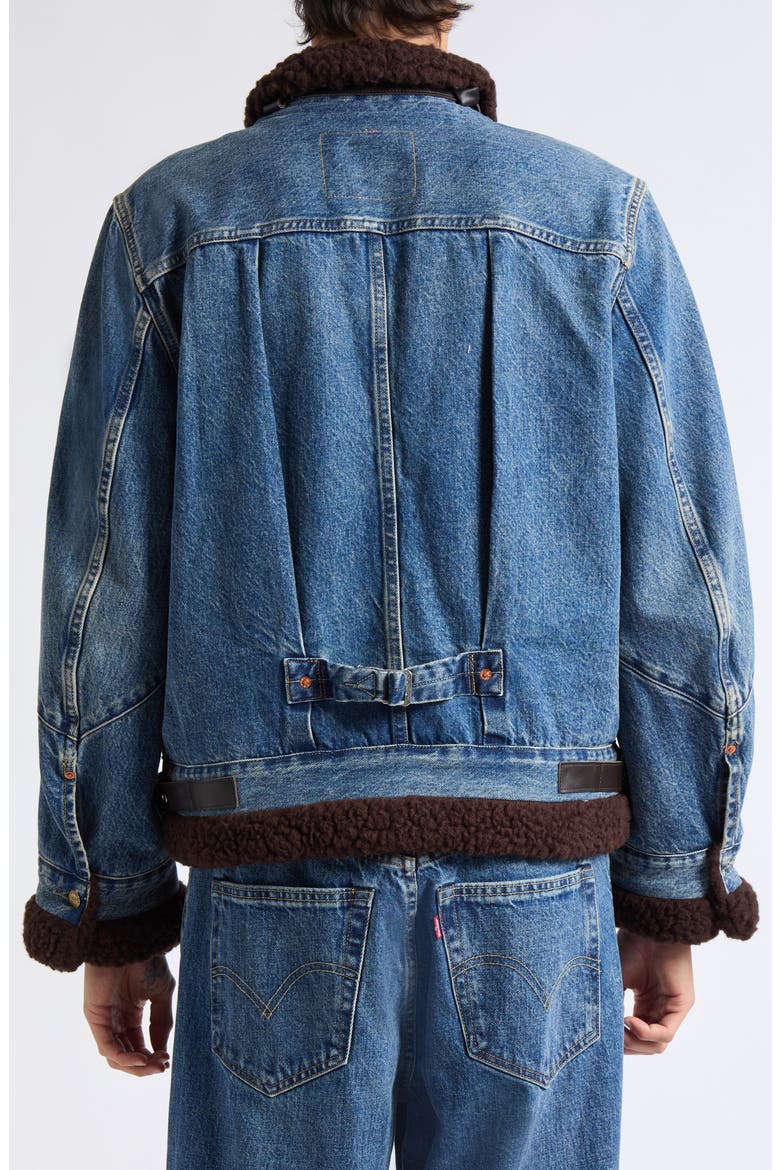 x Levi's® Denim Jacket with Leather & Faux Shearling Trim, Alternate, color, BLUE