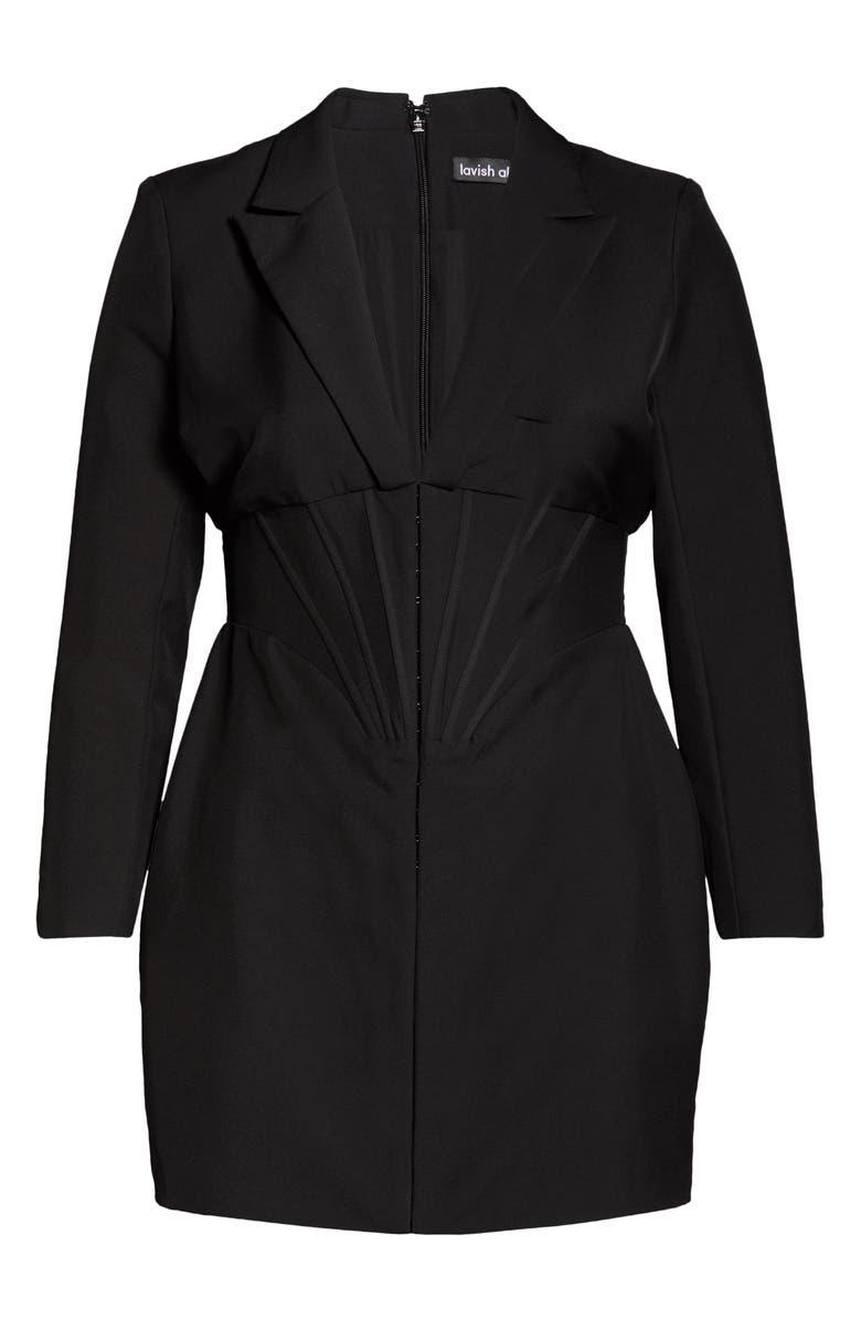 Lavish Alice Corset Tux Long Sleeve Minidress, Alternate, color, 