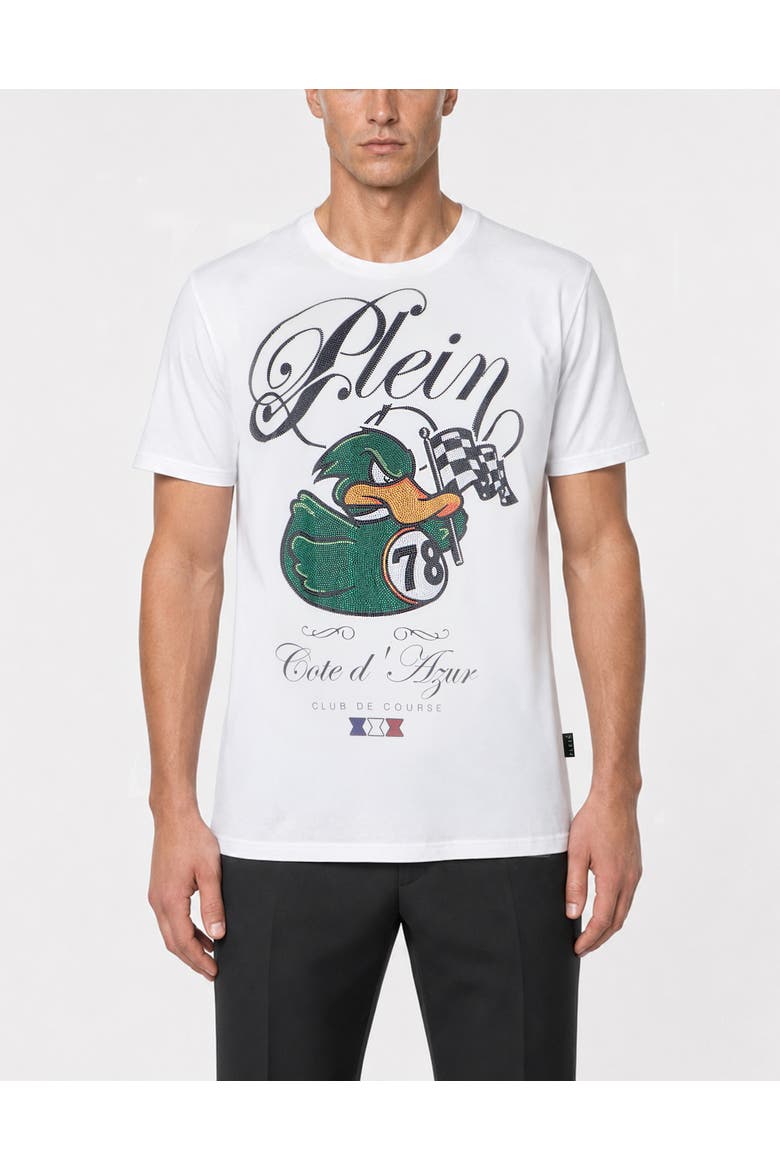 T-Shirt Round Neck Ss Duck Men, Main, color, white