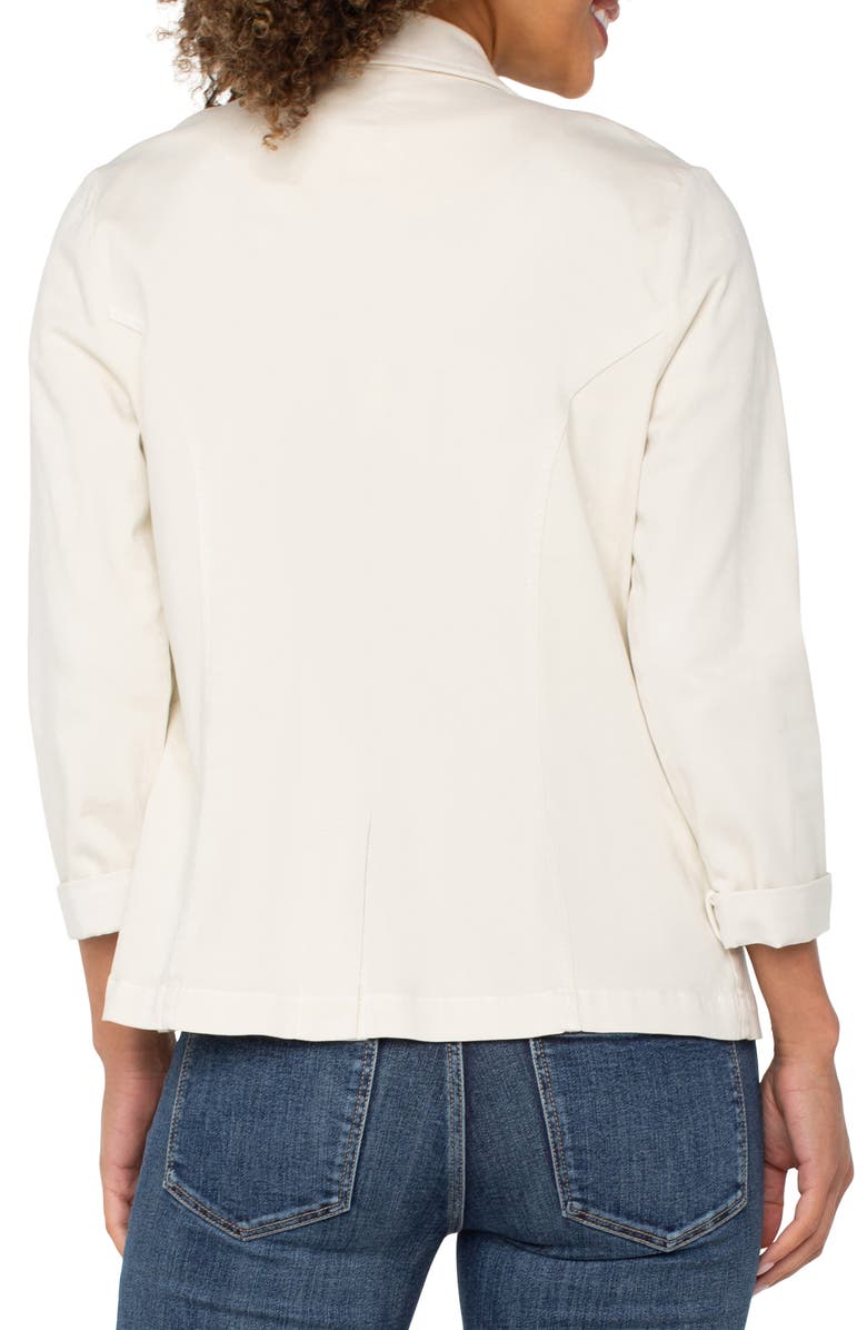 Liverpool Los Angeles Fitted Open Front Twill Blazer, Alternate, color, Bone