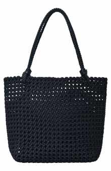 Madison West Knot Handle Woven Tote Bag
