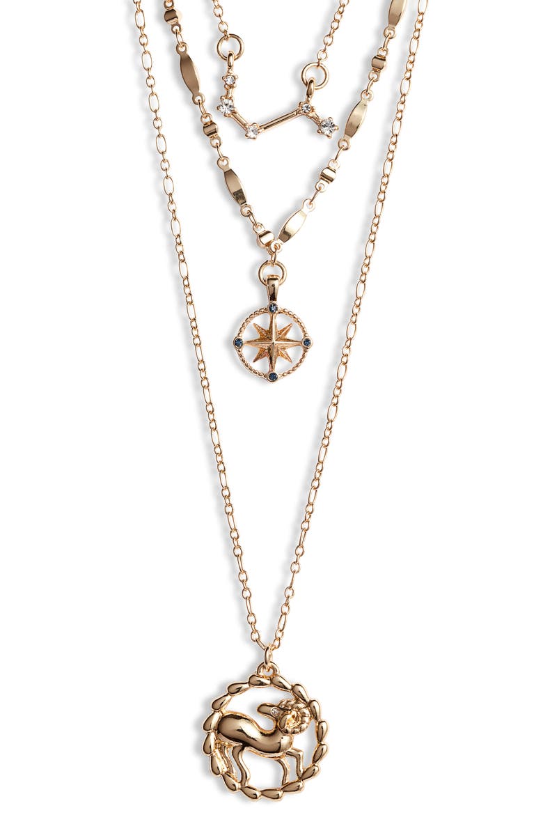 Astrological Layered Pendant Necklace, Main, color, GOLD