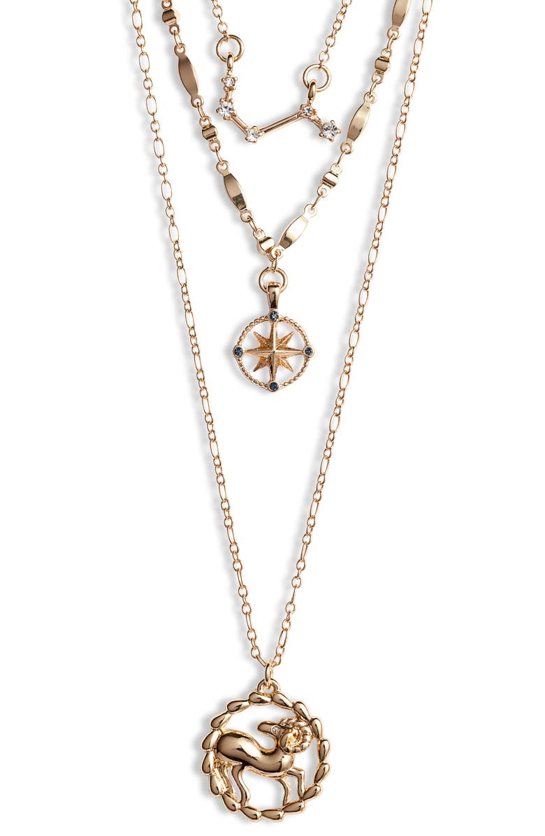 Knotty Astrological Layered Pendant Necklace, Main, color,