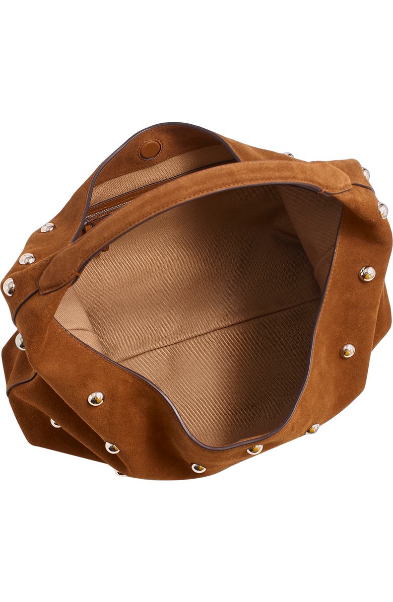 Madewell The Mylie Studded Suede Shoulder Bag, Alternate, color, Dried Acorn