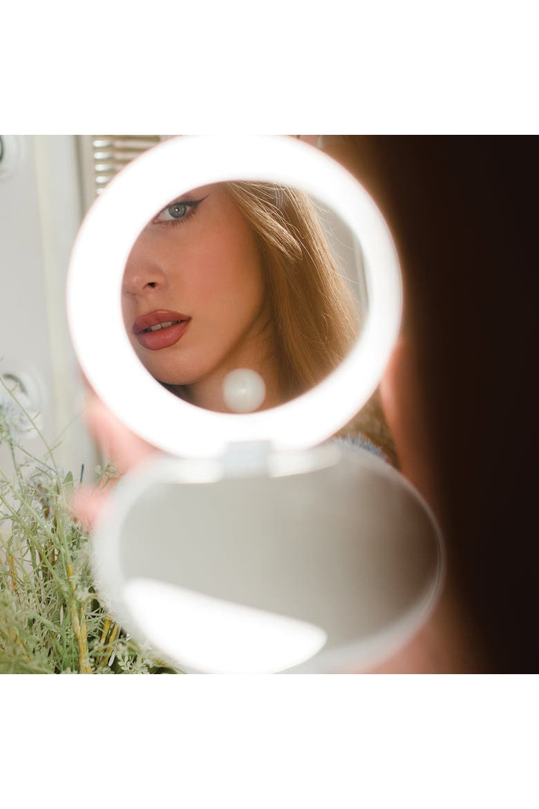 Rechargeable Lightweight 5-Inch LED Compact Mirror, Alternate, color, White