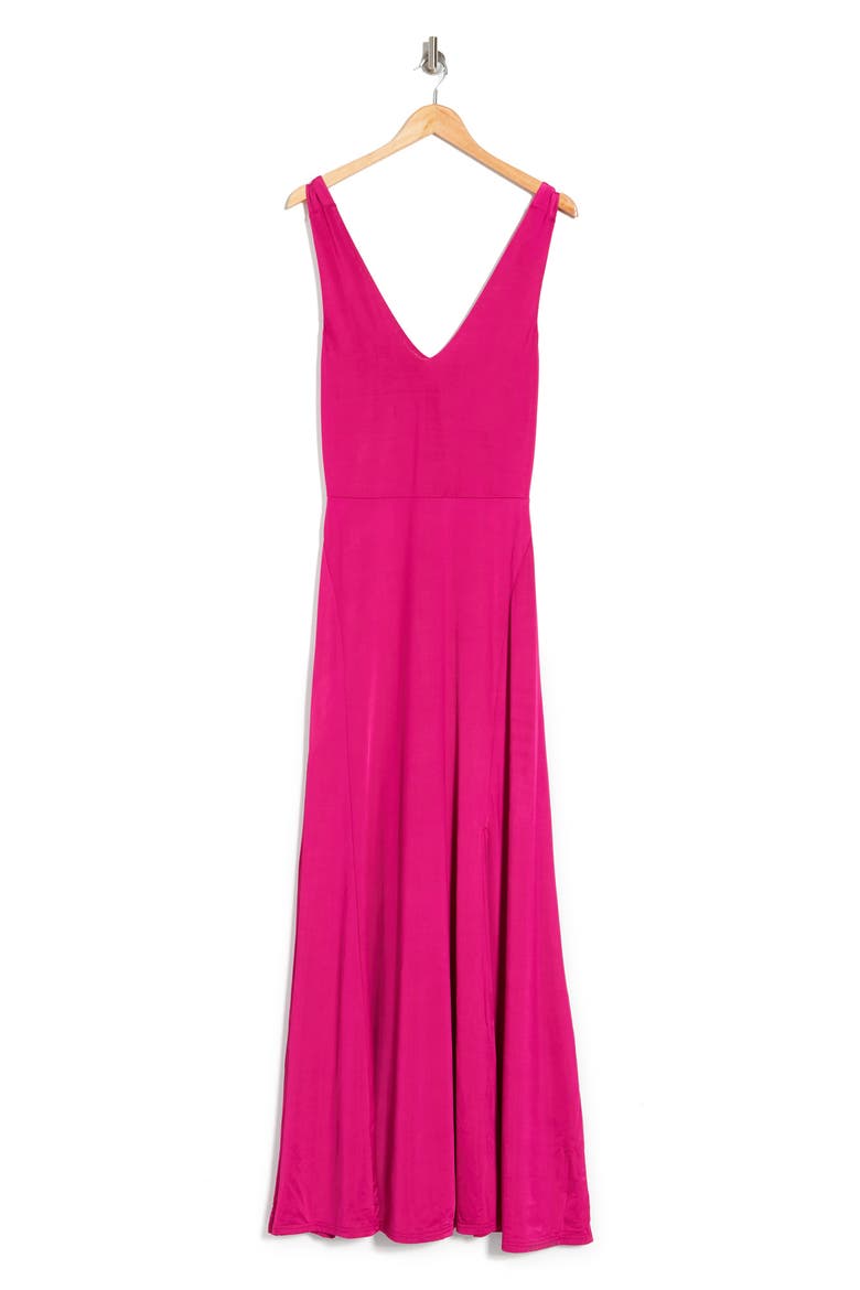 Geneva V-Neck Sleeveless Maxi Dress, Alternate, color, FUCHSIA RED