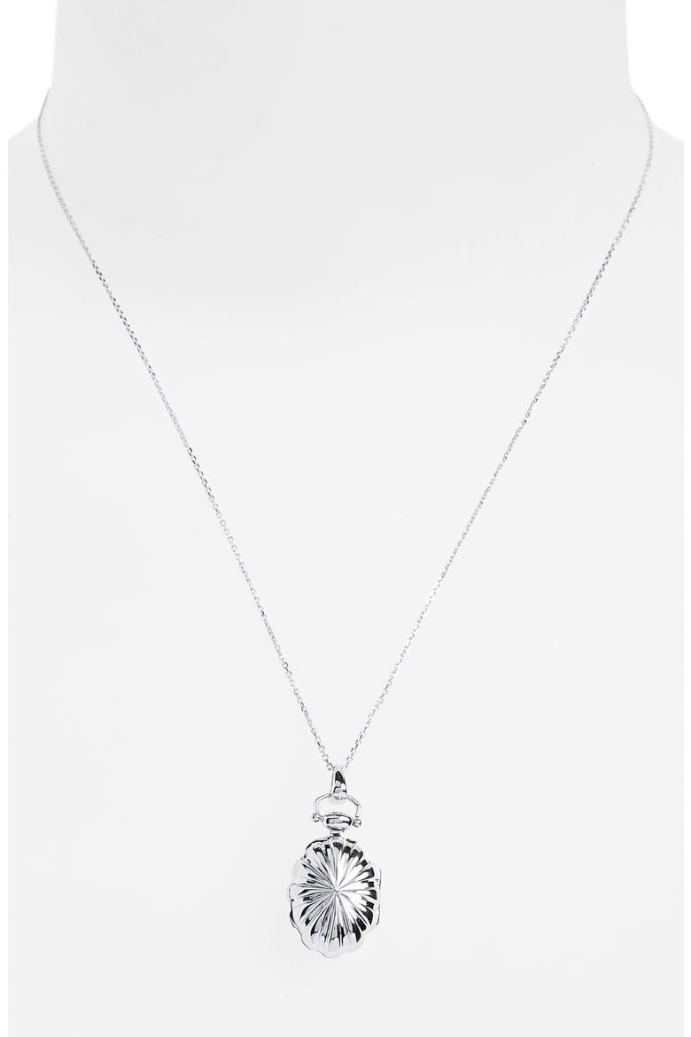 Petite Sunburst Locket Necklace, Alternate, color, STERLING SILVER