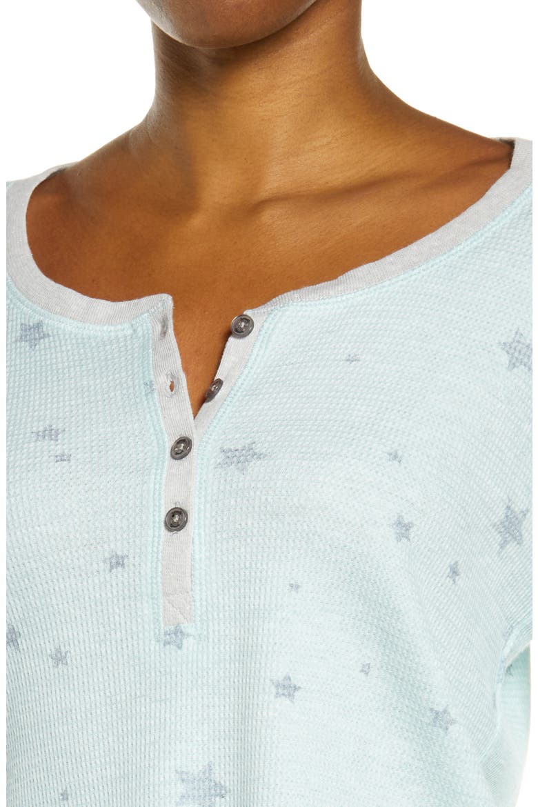 Sweet Dreams Thermal Pajamas, Alternate, color, MINT STARS