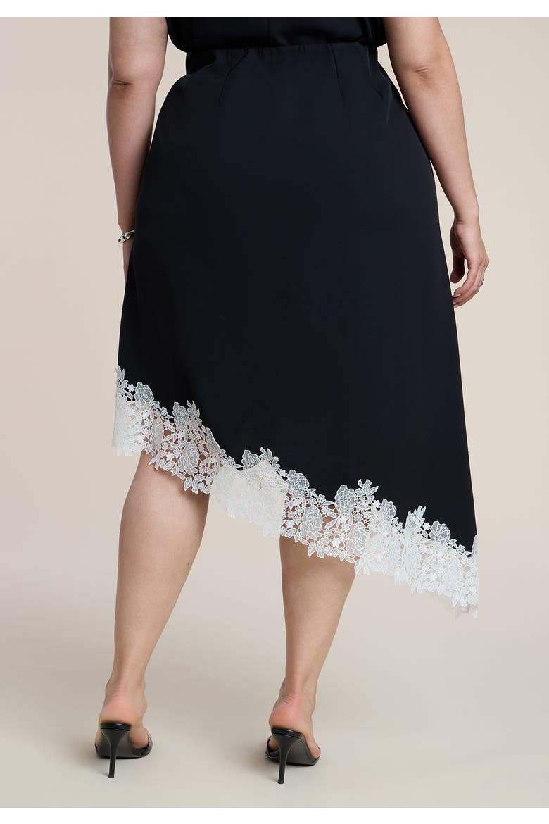 Asym Lace Trimmed Midi Skirt, Alternate, color, BLACK ONYX